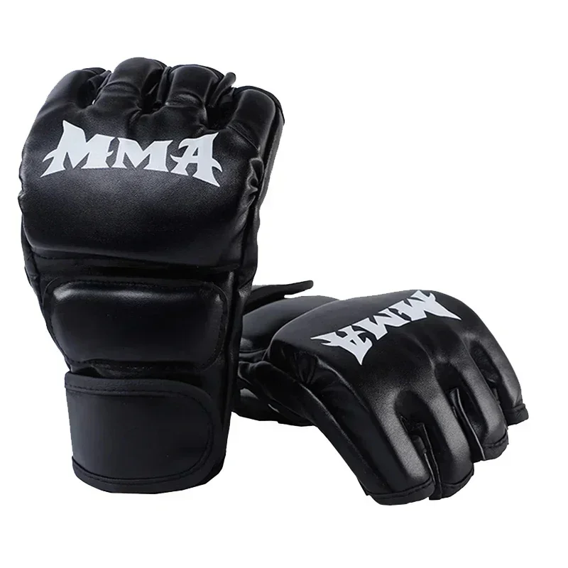 Motorcycle Glove Knuckle - ถุงมือฝึกซ้อมมวยแบบมืออาชีพ ครึ่งนิ้ว หนังบุฟองน้ำ สำหรับผู้ใหญ่ ฝึกซ้อมซานด้า บ็อกซิ่ง