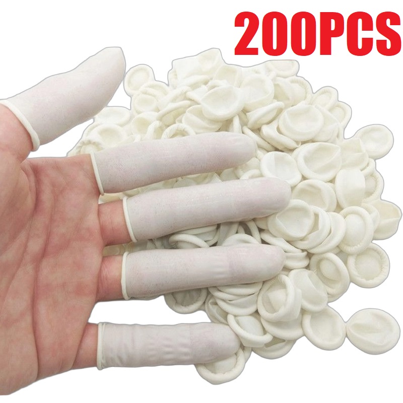 Latex Disposable Glove - ถุงนิ้วป้องกันลื่นแบบไม่มีแป้ง 100/200 ชิ้น ถุงนิ้วลาเท็กซ์แบบใช้แล้วทิ้ง ปลอกนิ้วสำหรับต่อขนคิ้ว ปลอกนิ้วโป้ง