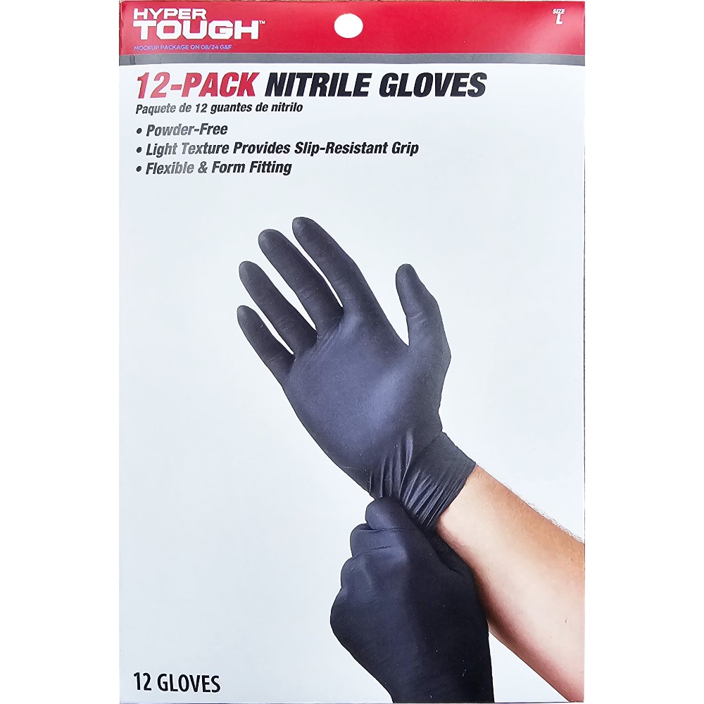 Exam Glove Nitrile - ถุงมือไนไตรล์แบบใช้แล้วทิ้ง ขนาดใหญ่ กล่องบรรจุ 12 คู่ ปราศจากแป้ง