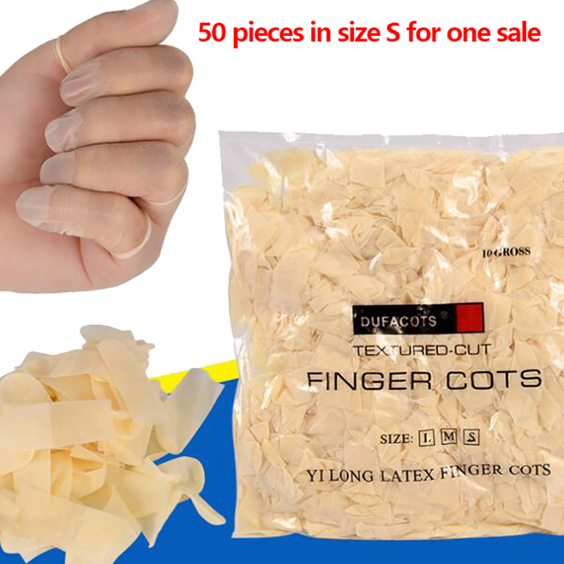 Latex Disposable Glove - ปลอกนิ้วยางแบบใช้แล้วทิ้ง 50 ชิ้น/แพ็ค ป้องกันการลื่น ป้องกันไฟฟ้าสถิตย์ สำหรับทำเล็บ