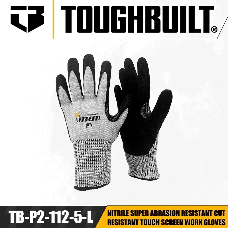 Nitrile Mechanic Glove - TOUGHBUILT TB-P2-112-5-L ไนไตรล์ Super ทนต่อการขัดถูตัดหน้าจอสัมผัสถุงมือทํางานป้องกันมือ