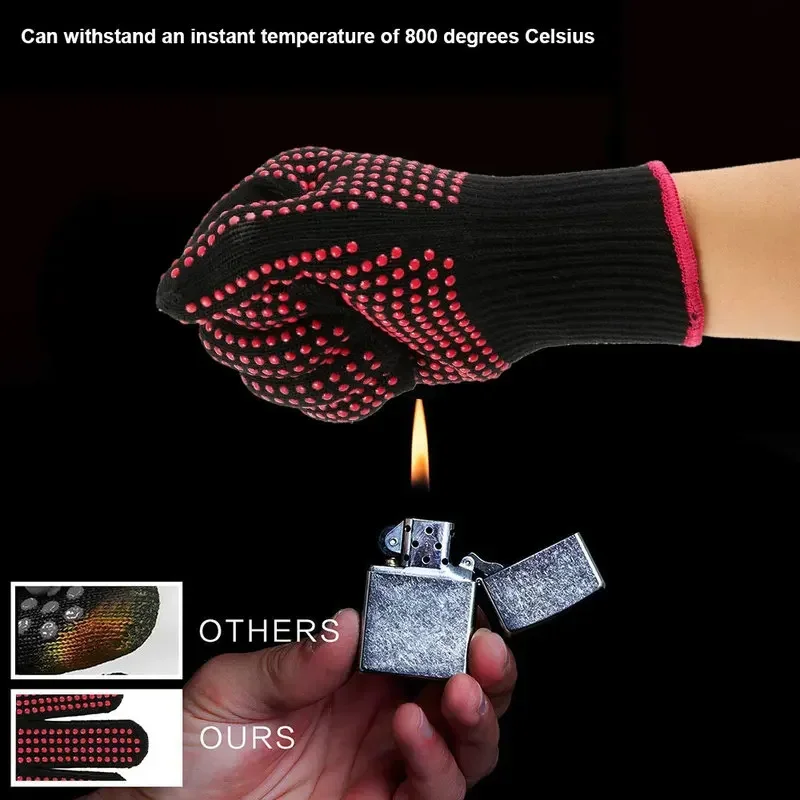 Oven Mitt Silicone - ถุงมือซิลิโคนกันลื่น 1 คู่ สำหรับทำบาร์บีคิวในครัว ตั้งแคมป์ และทำอาหาร