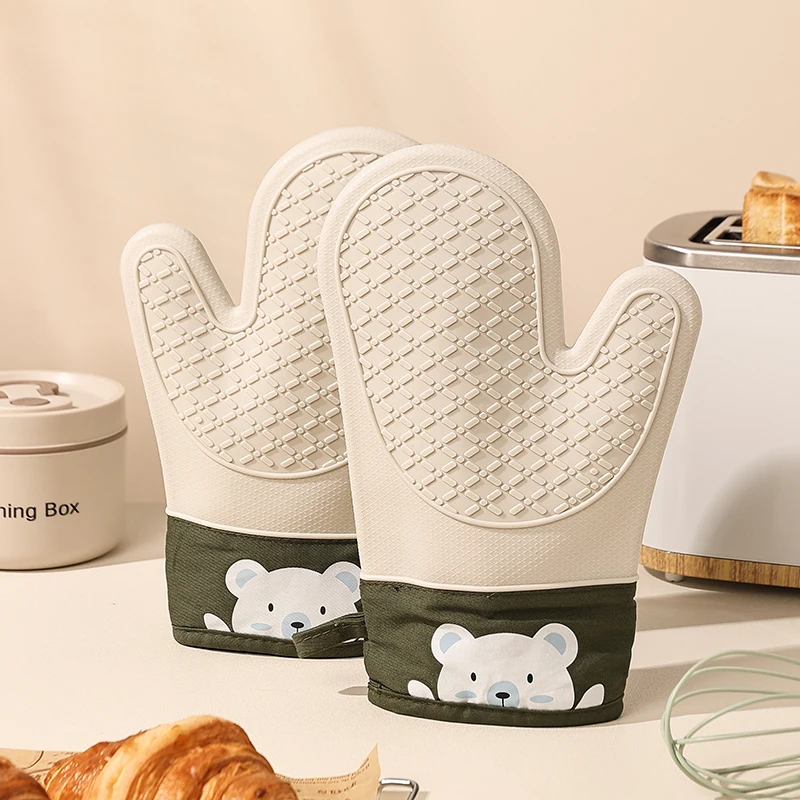 Oven Mitt Silicone - ถุงมือซิลิโคนกันความร้อน หนาขึ้น กันลื่น ทนความร้อนสูง สำหรับเตาอบ อบขนม