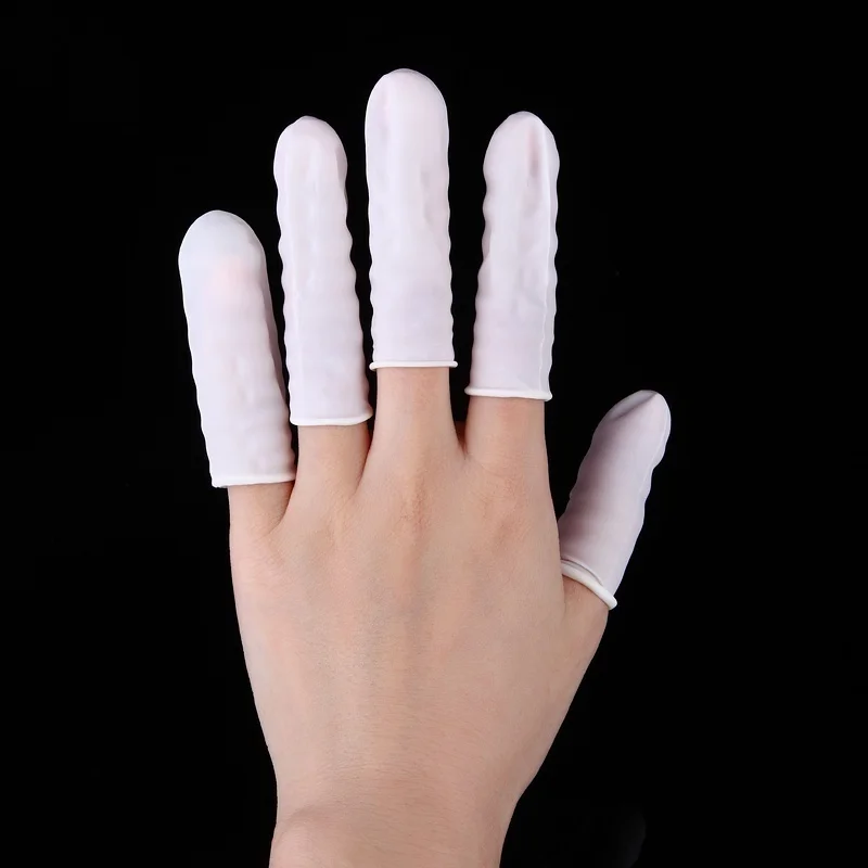 Latex Disposable Glove - ถุงนิ้วลาเท็กซ์แบบใช้แล้วทิ้ง 100 ชิ้น สีขาว ปลอกนิ้วป้องกัน สำหรับทำเล็บ