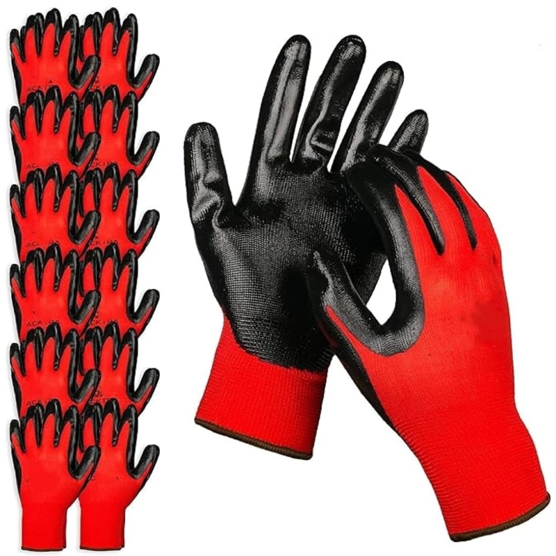Nitrile Mechanic Glove - ถุงมือทำงานนิรภัยเคลือบไนไตรล์ 4/20 ชิ้น ถุงมือไฟฟ้าเคลือบ PU แบบถักไร้รอยต่อ