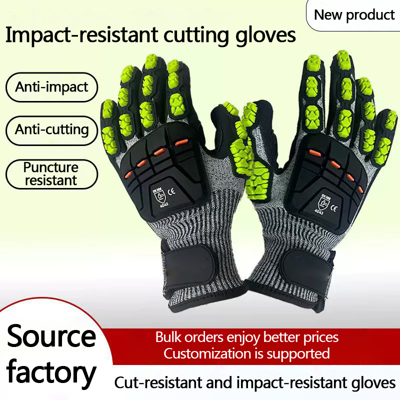 Cut Resistant Glove - ถุงมือป้องกันการบาด HPPE, ถุงมือป้องกันการชน TPR, ป้องกันแรงกระแทก, ป้องกันการบดขยี้,