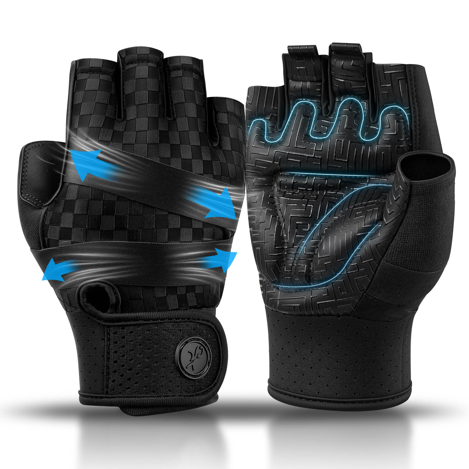 Workout Glove Gym - ถุงมือออกกำลังกายสำหรับผู้ชาย ถุงมือยกน้ำหนักแบบเจลระบายอากาศได้หลากหลายรูปแบบ สำหรับการดึงข้อ, การฝึกซ้อม, ฟิตเนส, ปั่นจักรยานบนถนน,