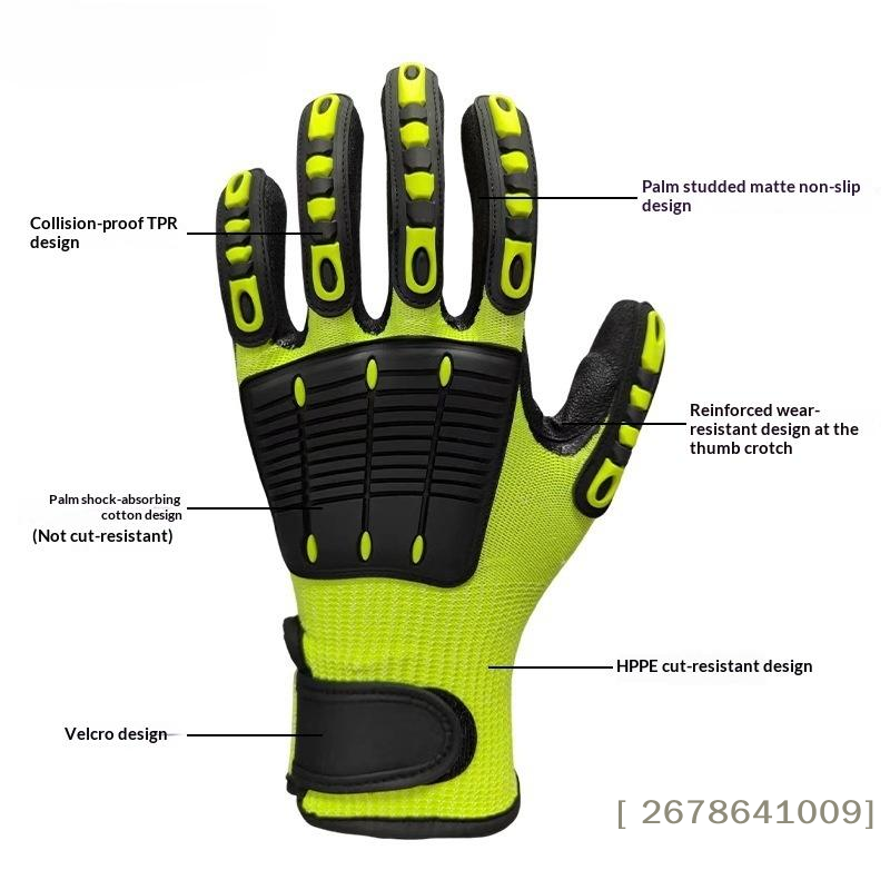 Work Glove Impact - ⚑ ถุงมือทำงานป้องกันการบาด ป้องกันการสั่นสะเทือน ป้องกันแรงกระแทก ป้องกันน้ำมัน พร้อมเคลือบไนไตรล์บริเวณฝ่ามือ