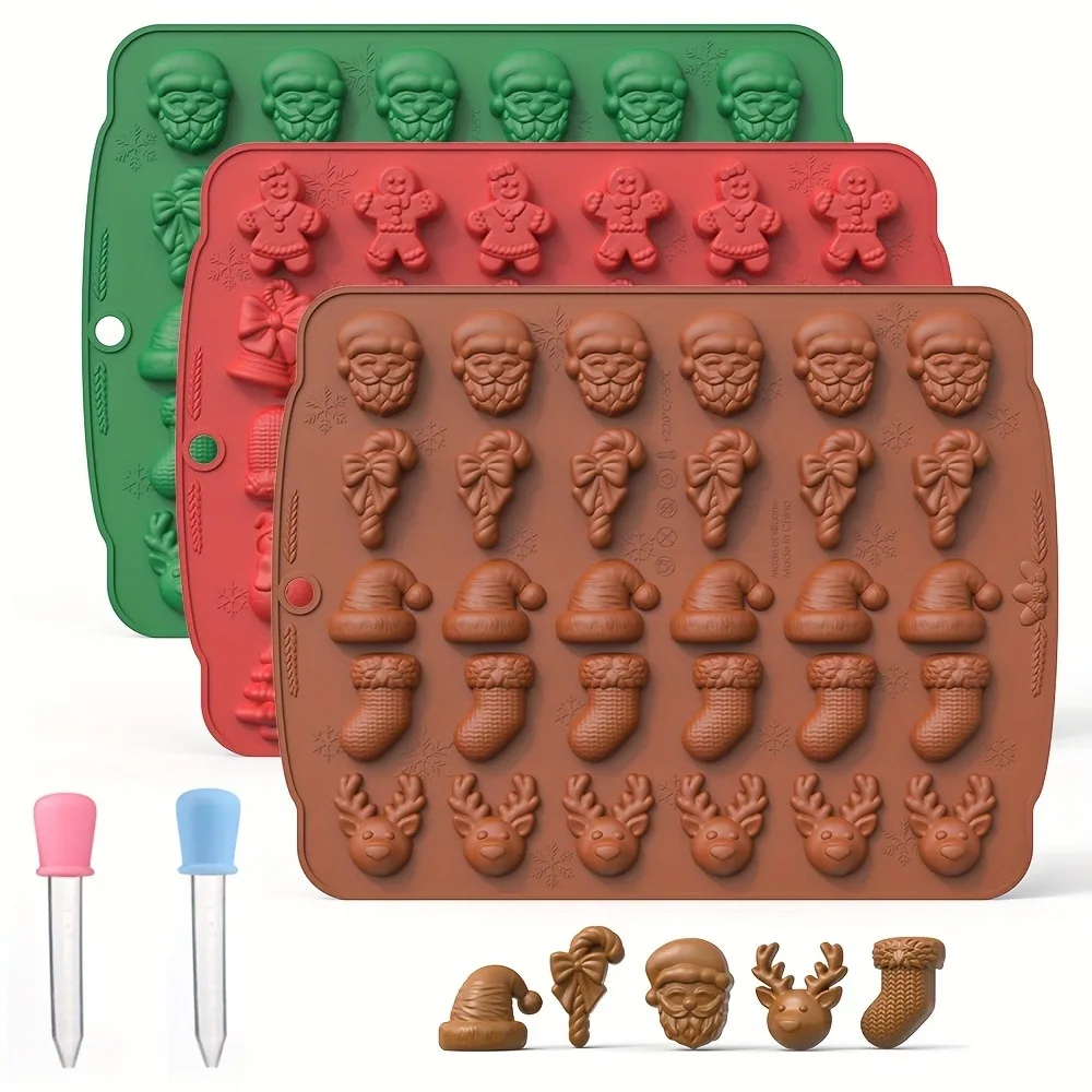 Oven Mitt Silicone - คริสต์มาสซิลิโคนช็อกโกแลตแม่พิมพ์ Gingerbread Man Xmas Tree Snowman