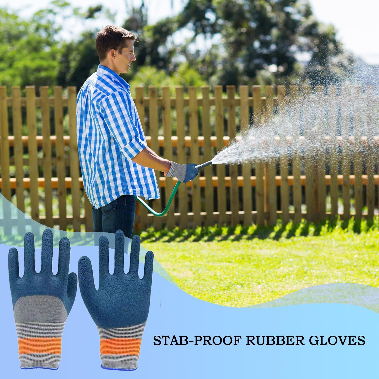 Gardening Glove Waterproof - ถุงมือทำสวน ถุงมือยางลาเท็กซ์กันน้ำ ถุงมือทำสวนกันลื่น อุปกรณ์ป้องกัน ยางพารา สำหรับกำจัดวัชพืช
