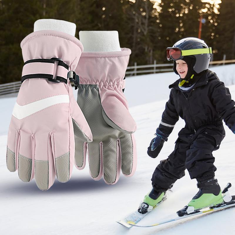 Winter Glove Insulated - ถุงมือเด็ก ถุงมือสโนว์บอร์ดหุ้มฉนวนกันน้ํา ถุงมืออุ่นแบบปรับได้ อุปกรณ์เสริมฤดูหนาวสําหรับกิจกรรมกลางแจ้งในร่ม