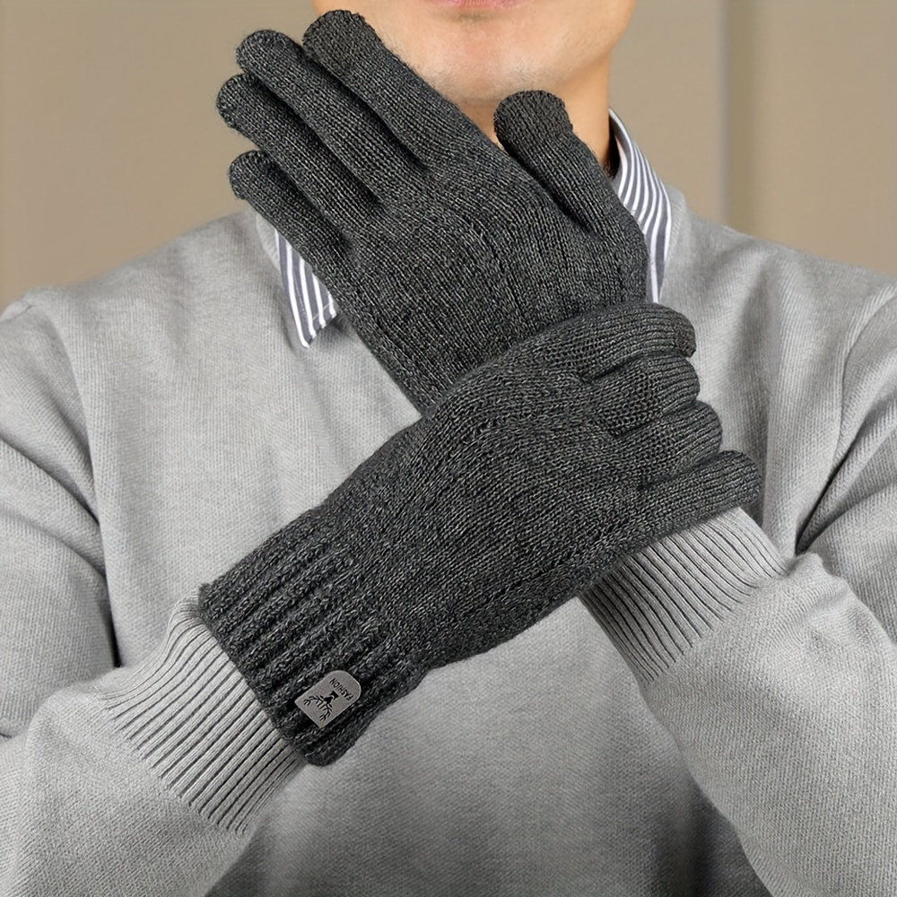 Wool Glove Lined - ถุงมืออุ่นสำหรับผู้หญิงบุขนแกะสำหรับฤดูหนาว ถุงมือกันลื่นแบบเต็มนิ้ว รองรับหน้าจอสัมผัส ใช้ได้ดีมากสำหรับการปั่นจักรยาน
