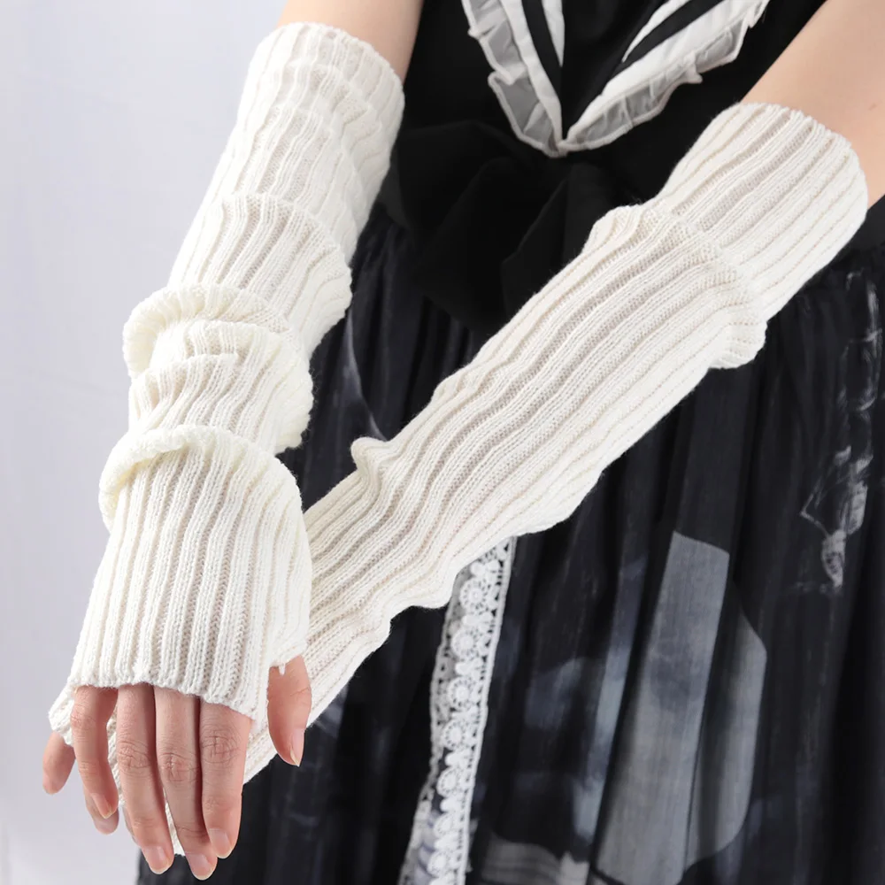 Fingerless Glove Knit - ปลอกแขนถักไหมพรมผู้หญิง ขนาด 52 ซม. รุ่นใหม่ ปี