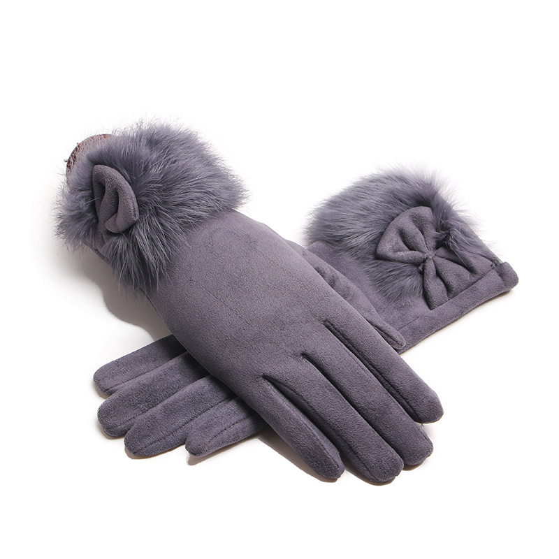 Leather Driving Glove - ฤดูหนาวหญิง Suede หนัง Plush นาฬิกาข้อมือ Mitten
