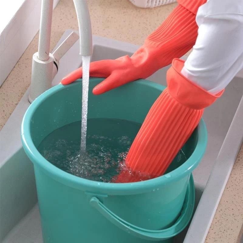 Rubber Glove Cleaning - ถุงมือยางล้างจานแบบใช้ซ้ำได้ ถุงมือทำความสะอาดในครัวเรือนกันลื่น งานครัว งานบ้าน จาน รถยนต์