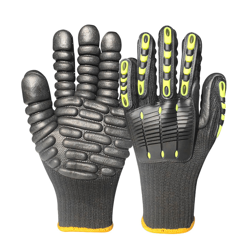 Work Glove Impact - ถุงมือนิรภัยป้องกันการสั่นสะเทือนระดับมืออาชีพสําหรับการขุดเจาะ 5 ระดับกันกระแทกทนต่อแรงกระแทกพร้อมด้ามจับกันลื่น