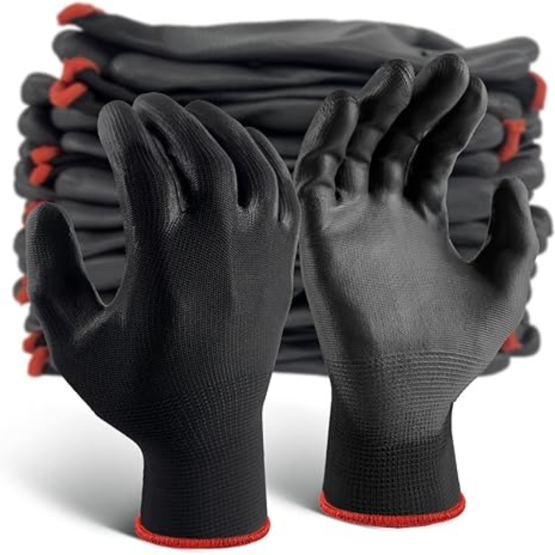 Nitrile Mechanic Glove - ถุงมือเคลือบ PU สีดำ 6/12/18 ชิ้น ถุงมือไนลอน