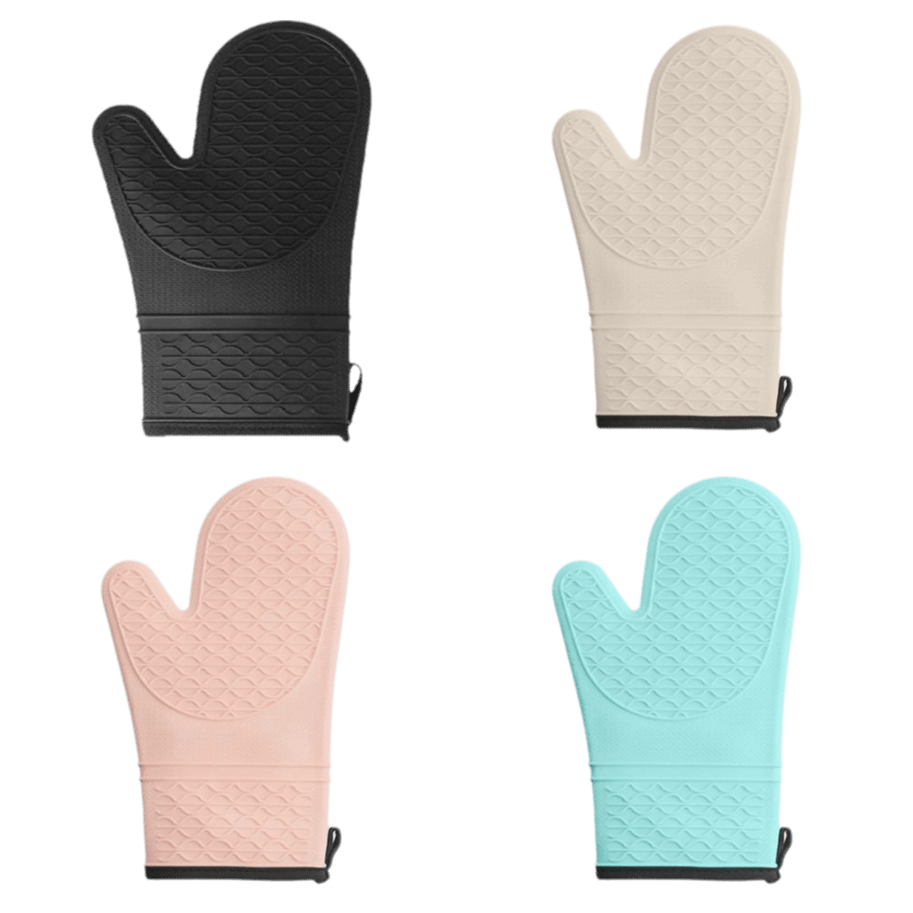 Oven Mitt Silicone - ถุงมือกันความร้อนซิลิโคนเกรดอาหาร ลายรังผึ้ง กันลื่น ทนความร้อน บุผ้าฝ้ายอย่างดี สำหรับครัวเรือน
