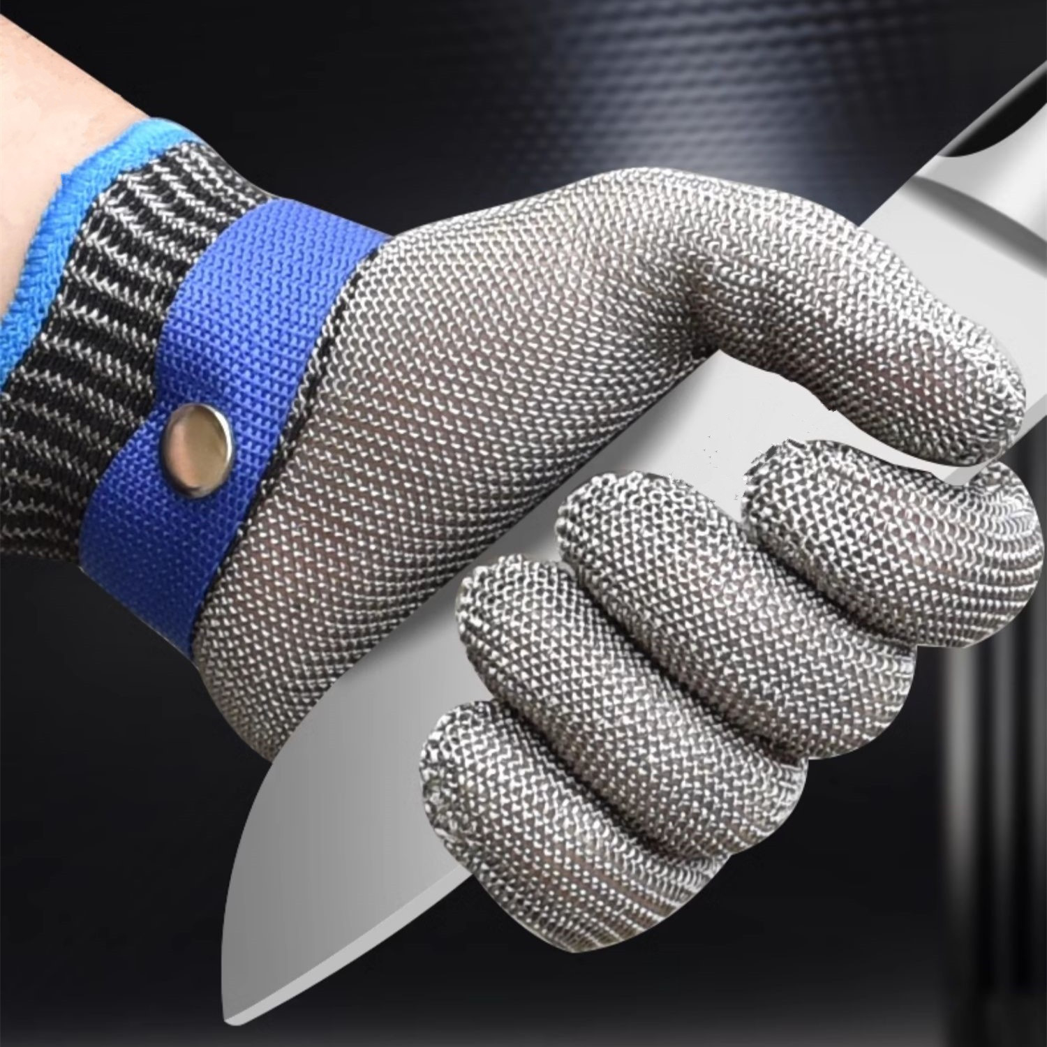 Cut Resistant Glove - ถุงมือตาข่ายโลหะป้องกันการบาด ป้องกันการแทง ทนทานต่อการบาด ทำจากลวดสแตนเลส สำหรับคนขายเนื้อ ป้องกันการบาด
