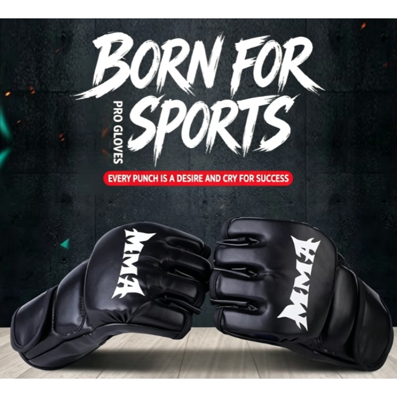 Motorcycle Glove Knuckle - ถุงมือฝึกซ้อมมวยแบบมืออาชีพ ครึ่งนิ้ว หนังบุฟองน้ำ สำหรับผู้ใหญ่ ฝึกซ้อมซานด้า มวย