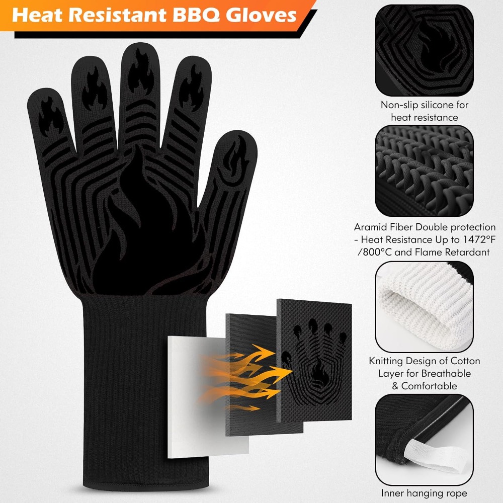 Heat Resistant Glove - ถุงมือบาร์บีคิว, 1472 ° ถุงมือกันความร้อน F ถุงมือกันไฟ