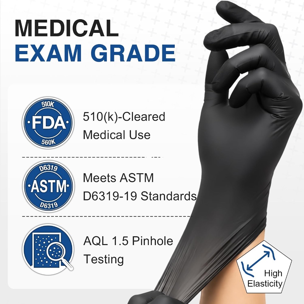 ถุงมือไนไตรล์สีดำแบบใช้แล้วทิ้ - Exam Glove Nitrile บทวิจารณ์และราคา