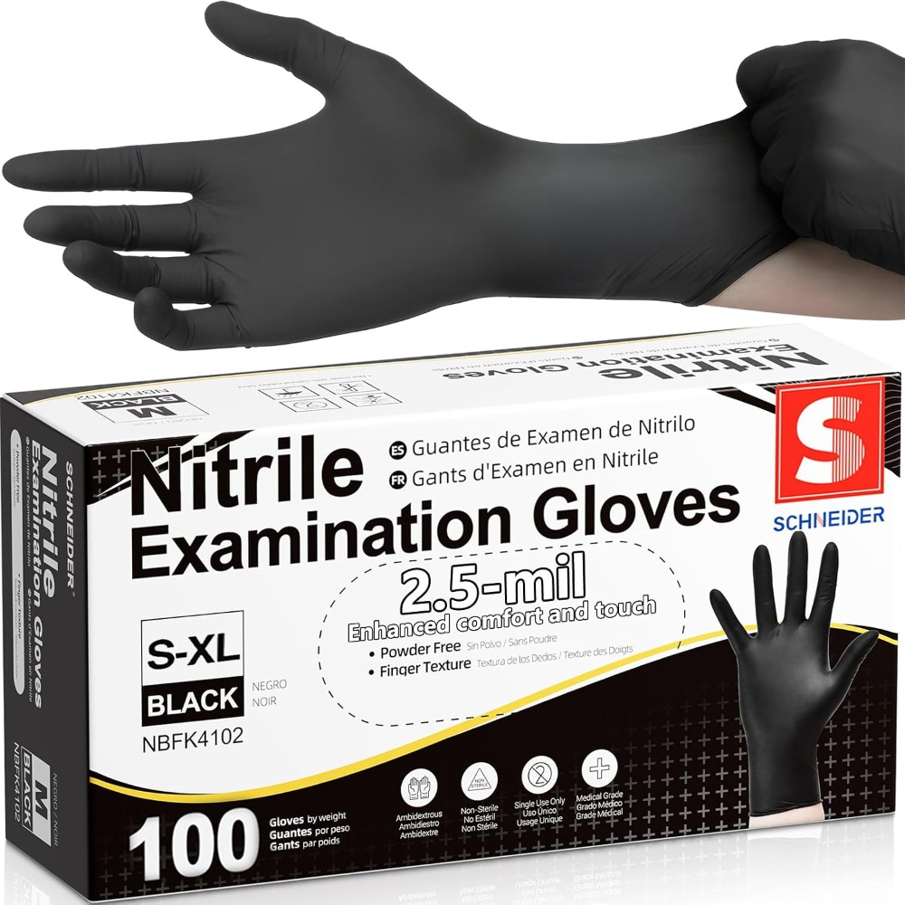 ถุงมือไนไตรล์สีดำแบบใช้แล้วทิ้ - Exam Glove Nitrile บทวิจารณ์และราคา