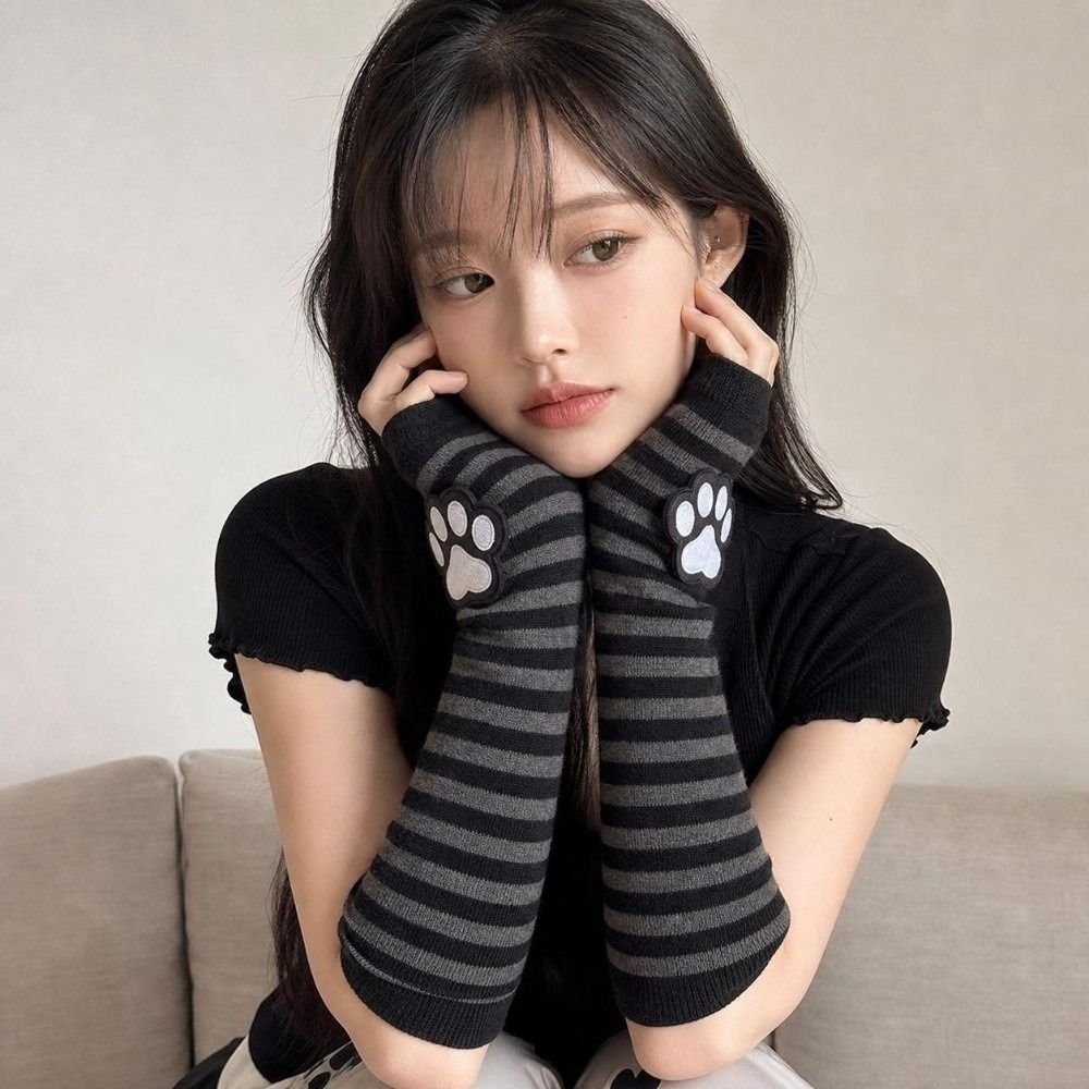 ถุงมือแบบไม่มีนิ้วลายลายกรงเล็ - Fingerless Glove Knit บทวิจารณ์และราคา
