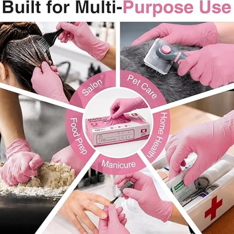 ถุงมือไนไตรล์สีชมพูแบบใช้แล้วท - Latex Disposable Glove บทวิจารณ์และราคา