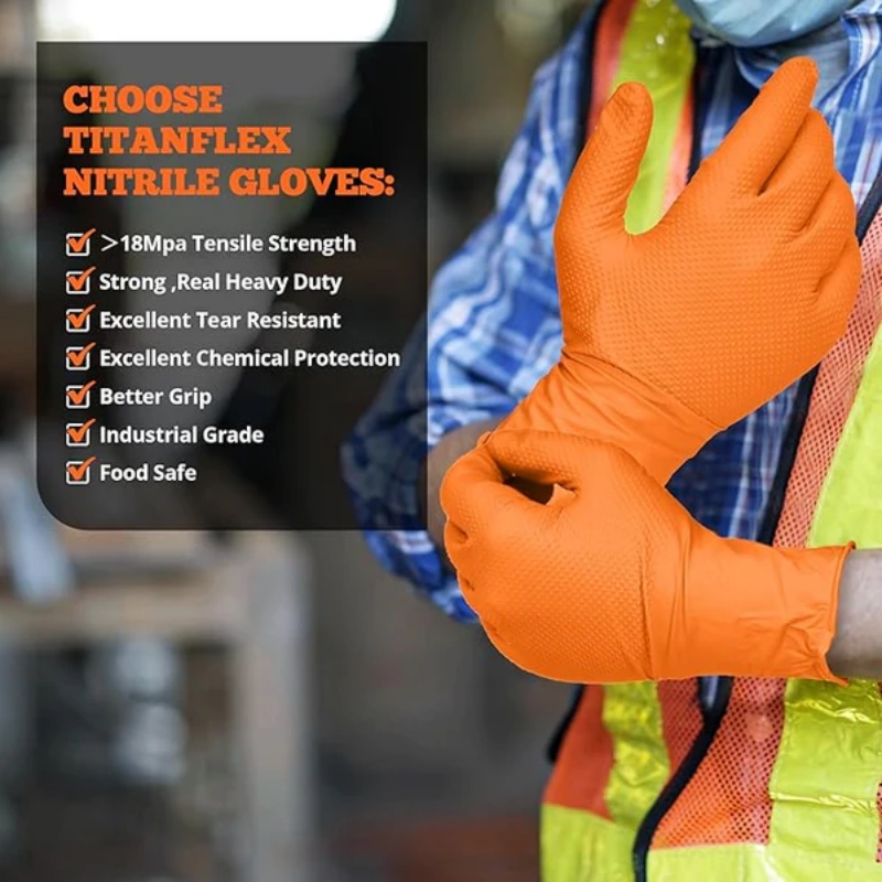 ถุงมือไนไตรล์สีส้มแบบหนา 8 มิล - Nitrile Mechanic Glove บทวิจารณ์และราคา