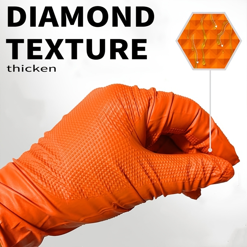 ถุงมือไนไตรล์สีส้มแบบหนา 8 มิล - Nitrile Mechanic Glove บทวิจารณ์และราคา