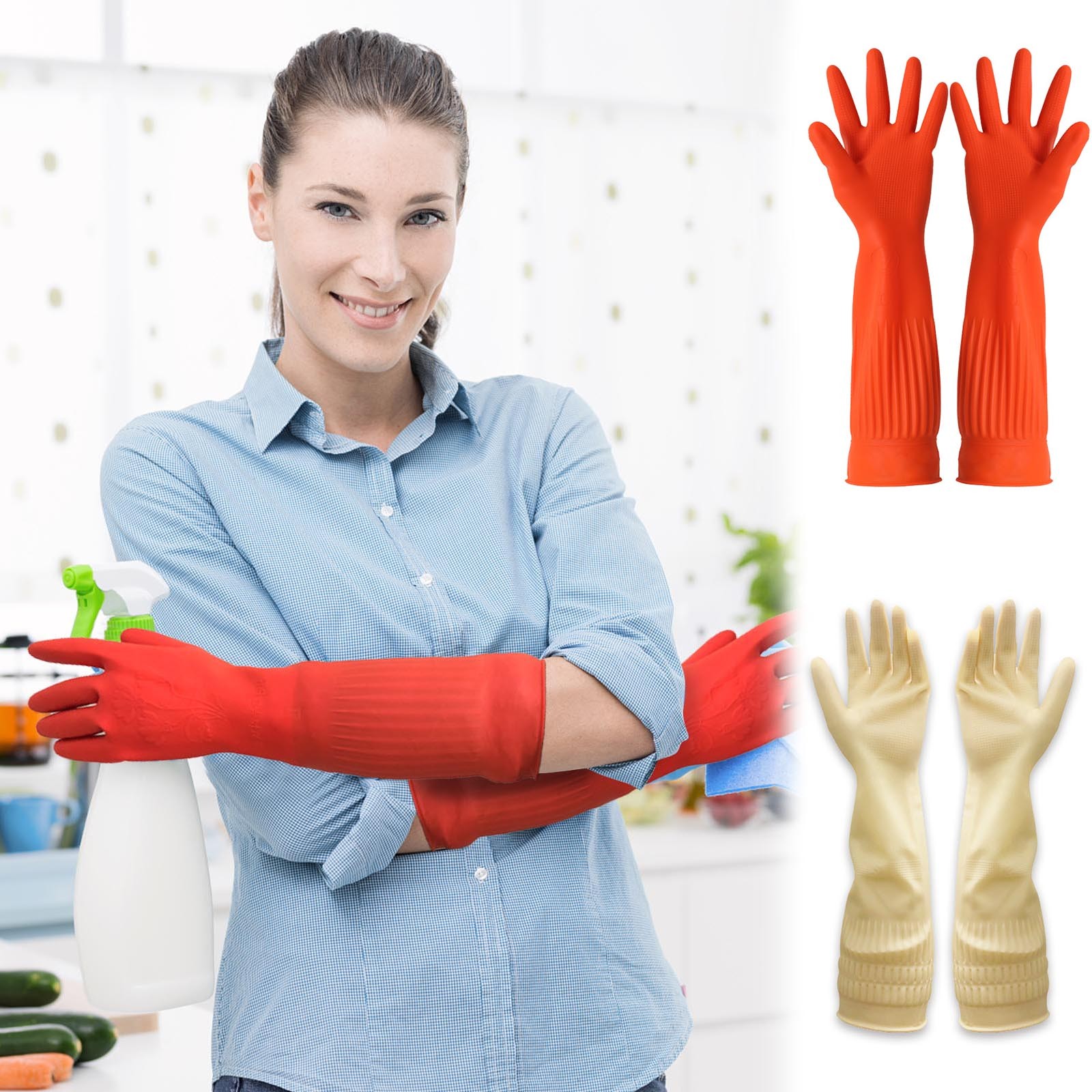 1 คู่ยืดหยุ่นสบายยางทําความสะอ - Dish Glove Rubber บทวิจารณ์และราคา