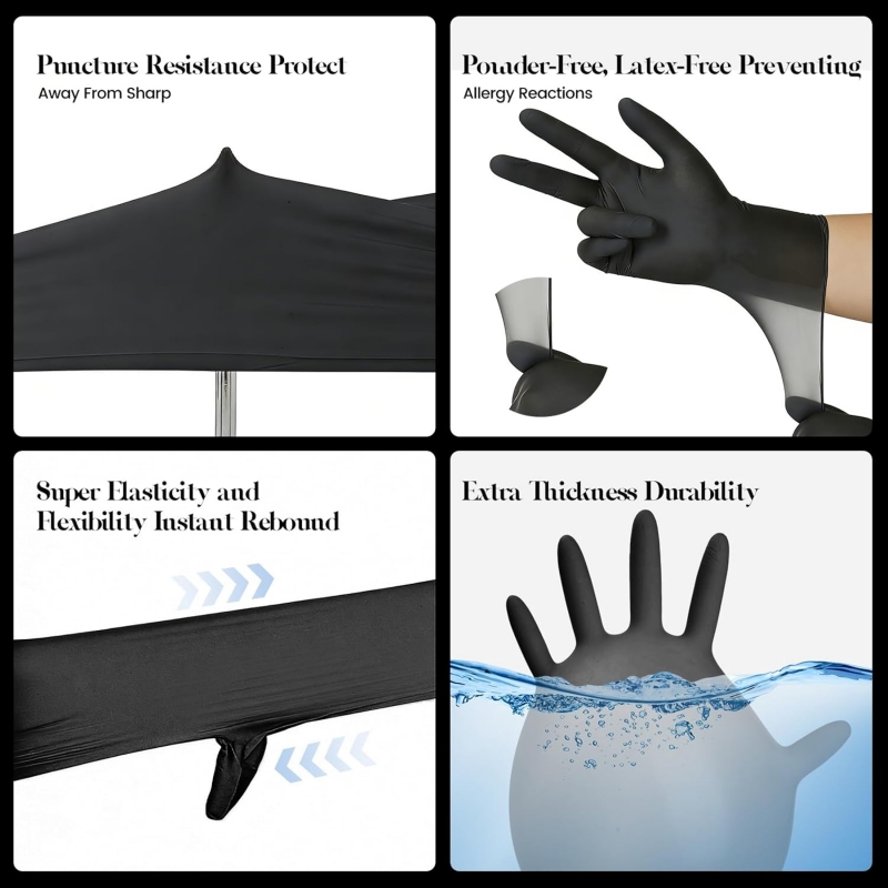 ถุงมือไนไตรล์สีดำสำหรับเด็ก 4- - Nitrile Mechanic Glove บทวิจารณ์และราคา