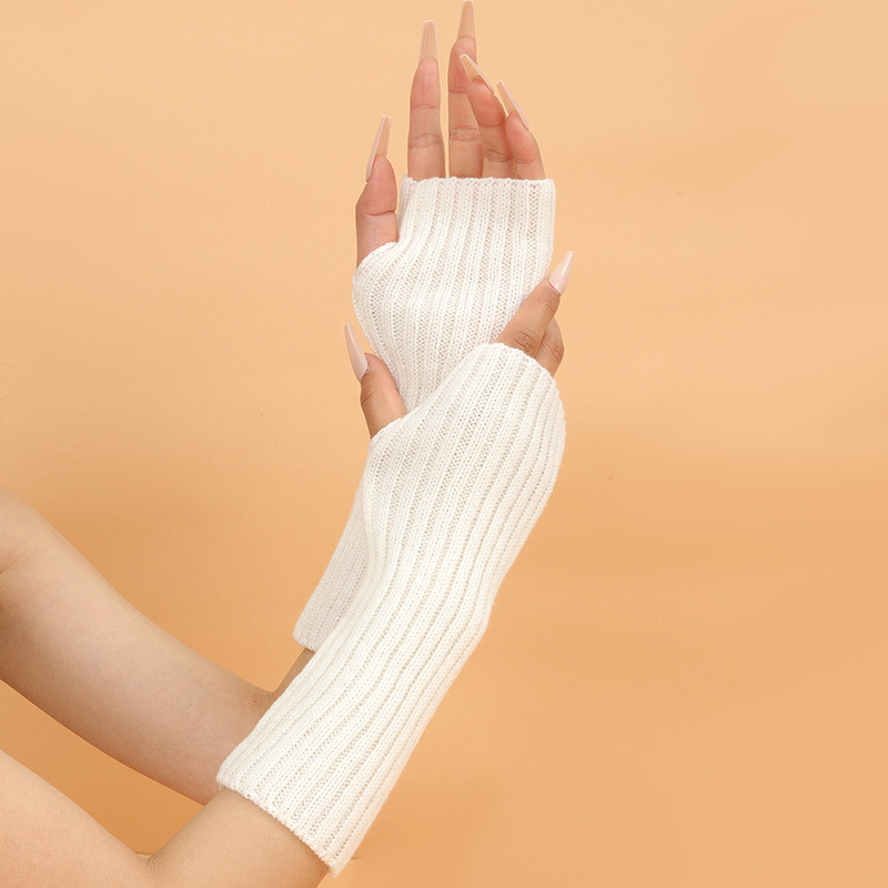 สาวสีสันอบอุ่นถักแขนแขนนุ่มยืด - Fingerless Glove Knit บทวิจารณ์และราคา