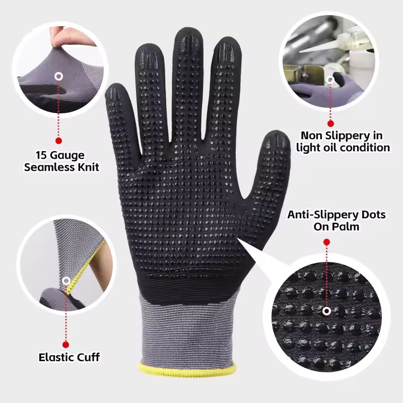 ถุงมือทำงานไมโครโฟม ไนลอนเคลือ - Nitrile Mechanic Glove บทวิจารณ์และราคา