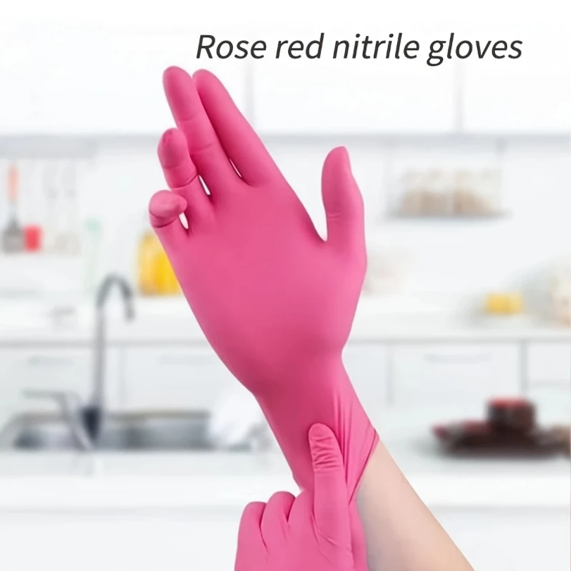 ถุงมือไนไตรล์สีชมพูฟูเชียแบบใช - Latex Disposable Glove บทวิจารณ์และราคา