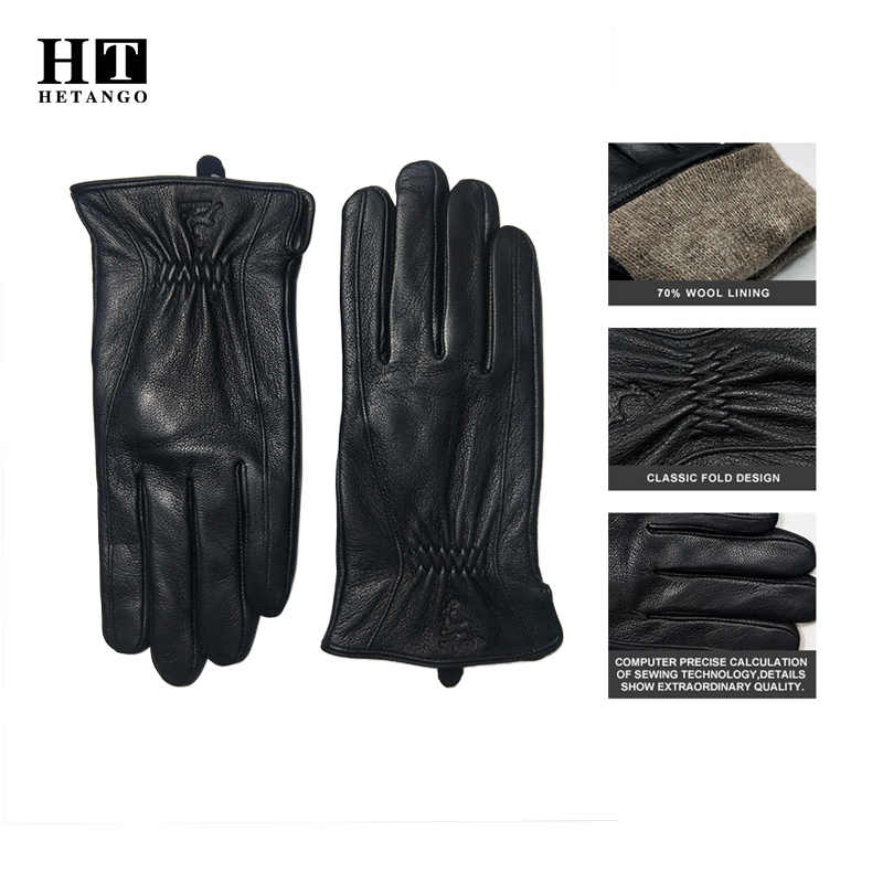    ถุงมือหนังหนังกลับสีดำสำหร - Wool Glove Lined บทวิจารณ์และราคา