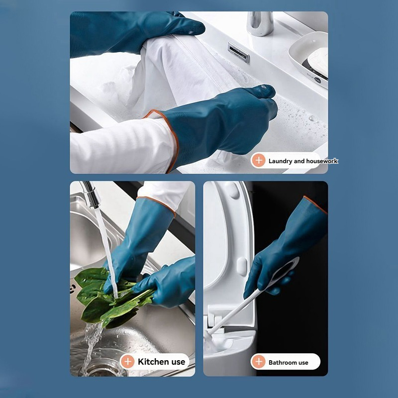 2/4 คู่ถุงมือกันน้ำขนแกะหนาถุง - Rubber Glove Cleaning บทวิจารณ์และราคา