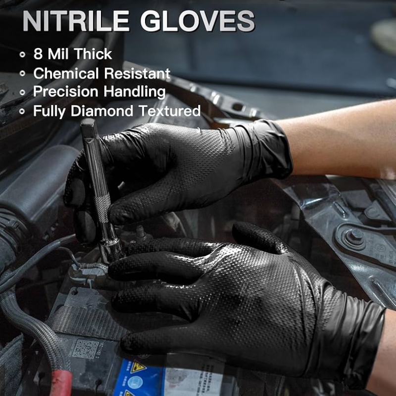 ถุงมือทำงานนิรภัยหนา 8 มิล แบบ - Nitrile Mechanic Glove บทวิจารณ์และราคา